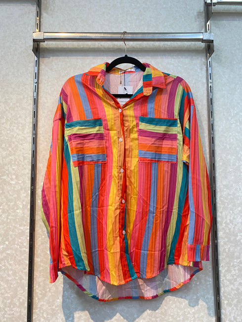 Multicolour Striped Collar Shirt